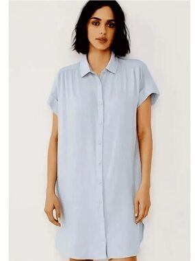 Well Worn Oversized Light Blue Short Sleeve Shirt  Dress Swim cover up. Size XL